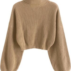 Women's Tan Ribbed Sweater